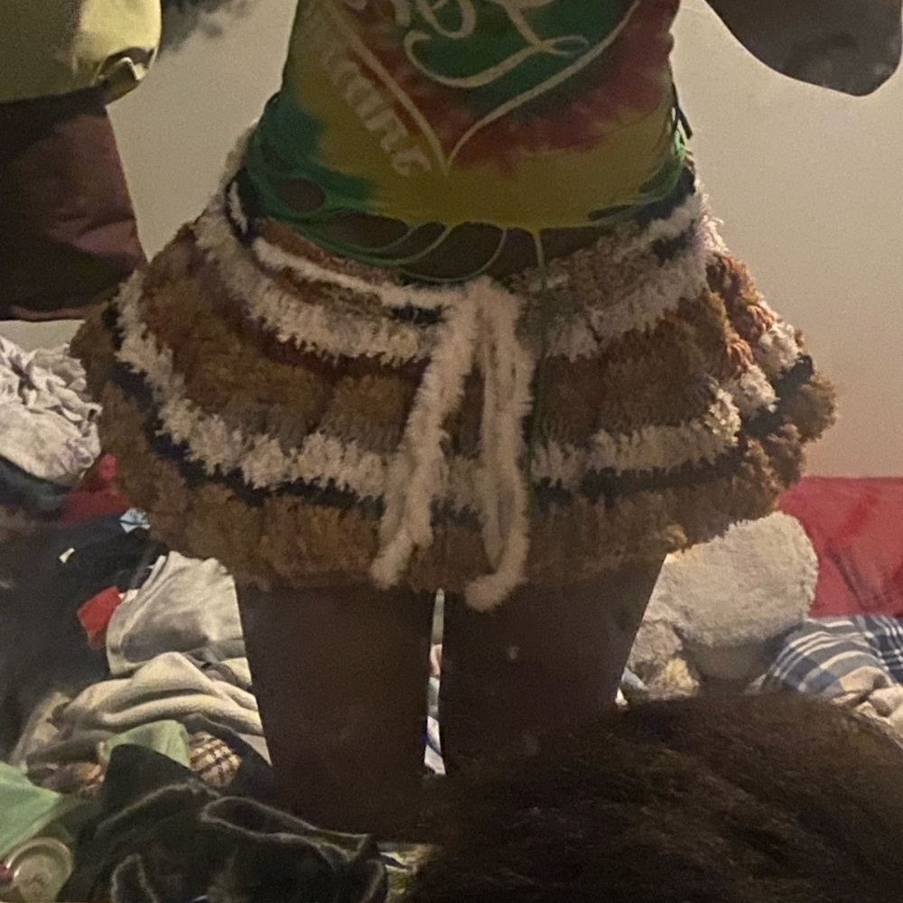 Colorful Knit Skirt with Drawstring